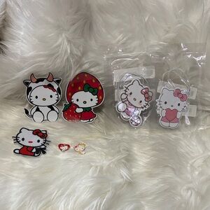 Hello Kitty- Charms- Stickers- HK air freshener and HK iron on patch.